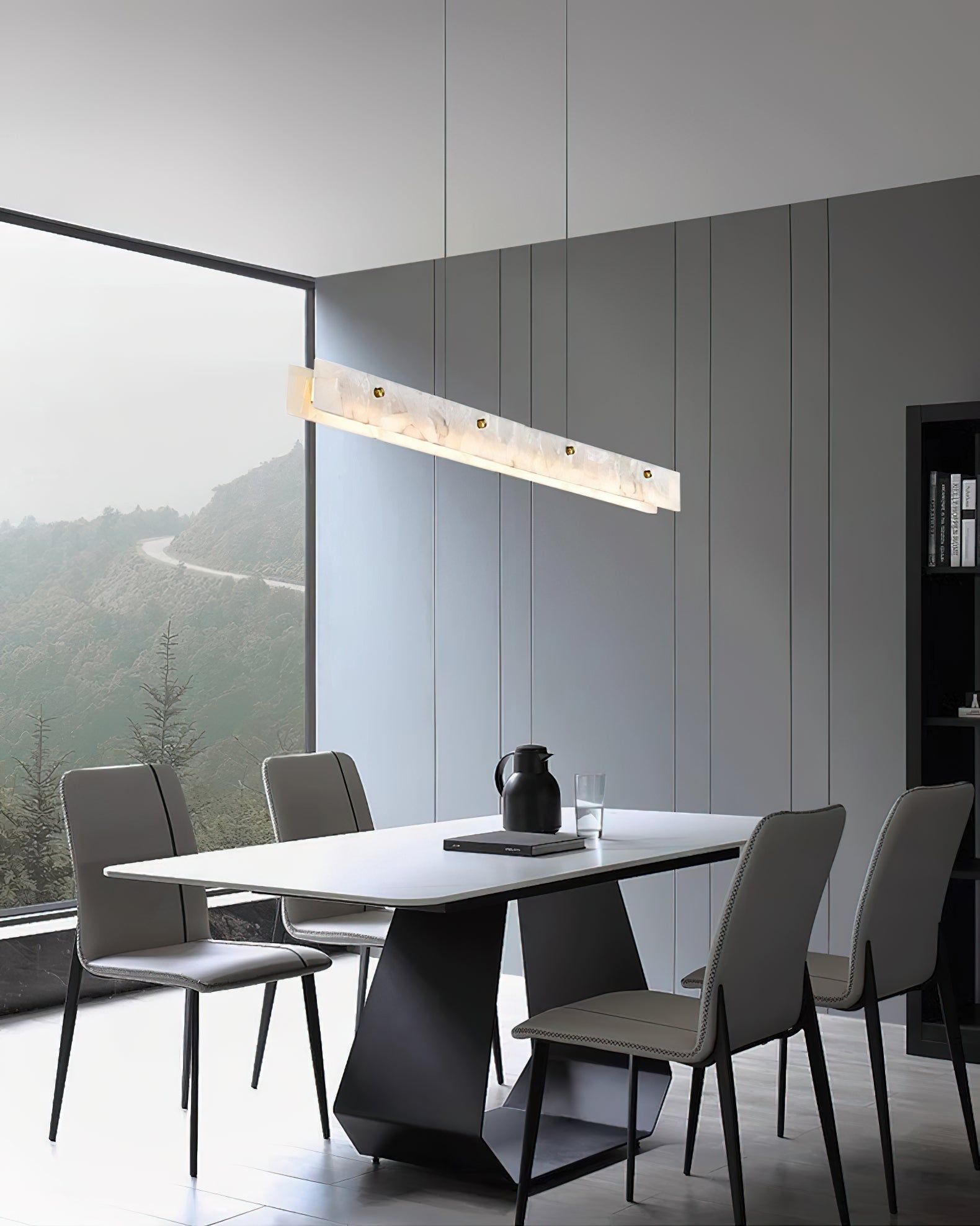 Ljomuvye LED Modern Linear Alabaster Pendant Light