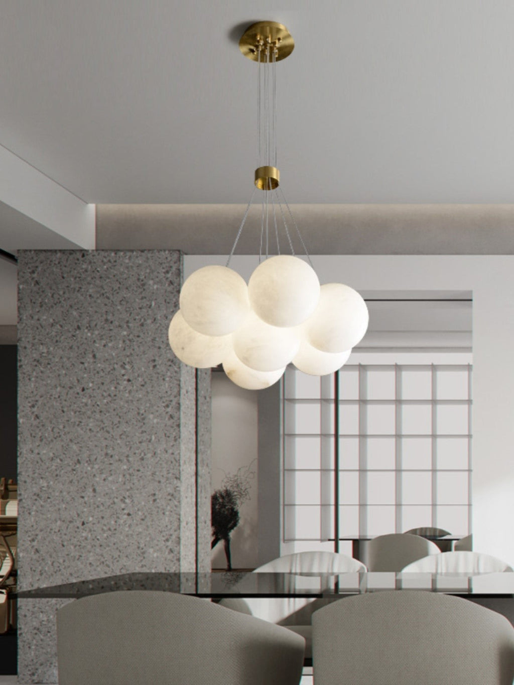 Norduvyd  Alabaster   Cluster Lunar  Chandelier