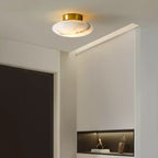 Vanorara Minimalist Alabaster Flush Mount Light