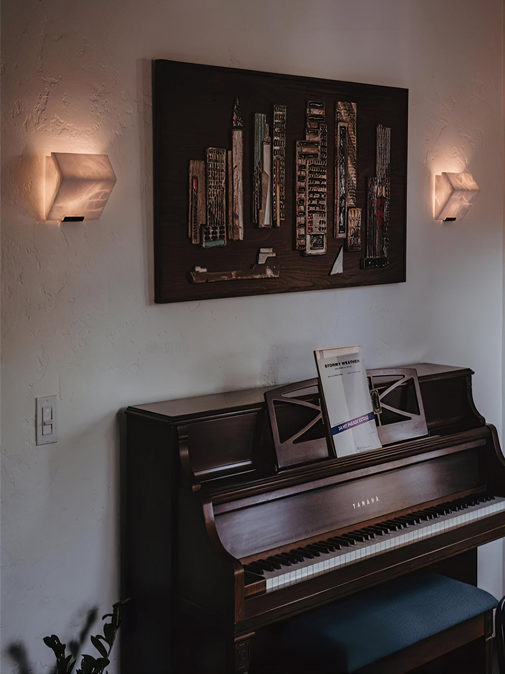 Alabaster Wall Lamp Sculptural Cubes
