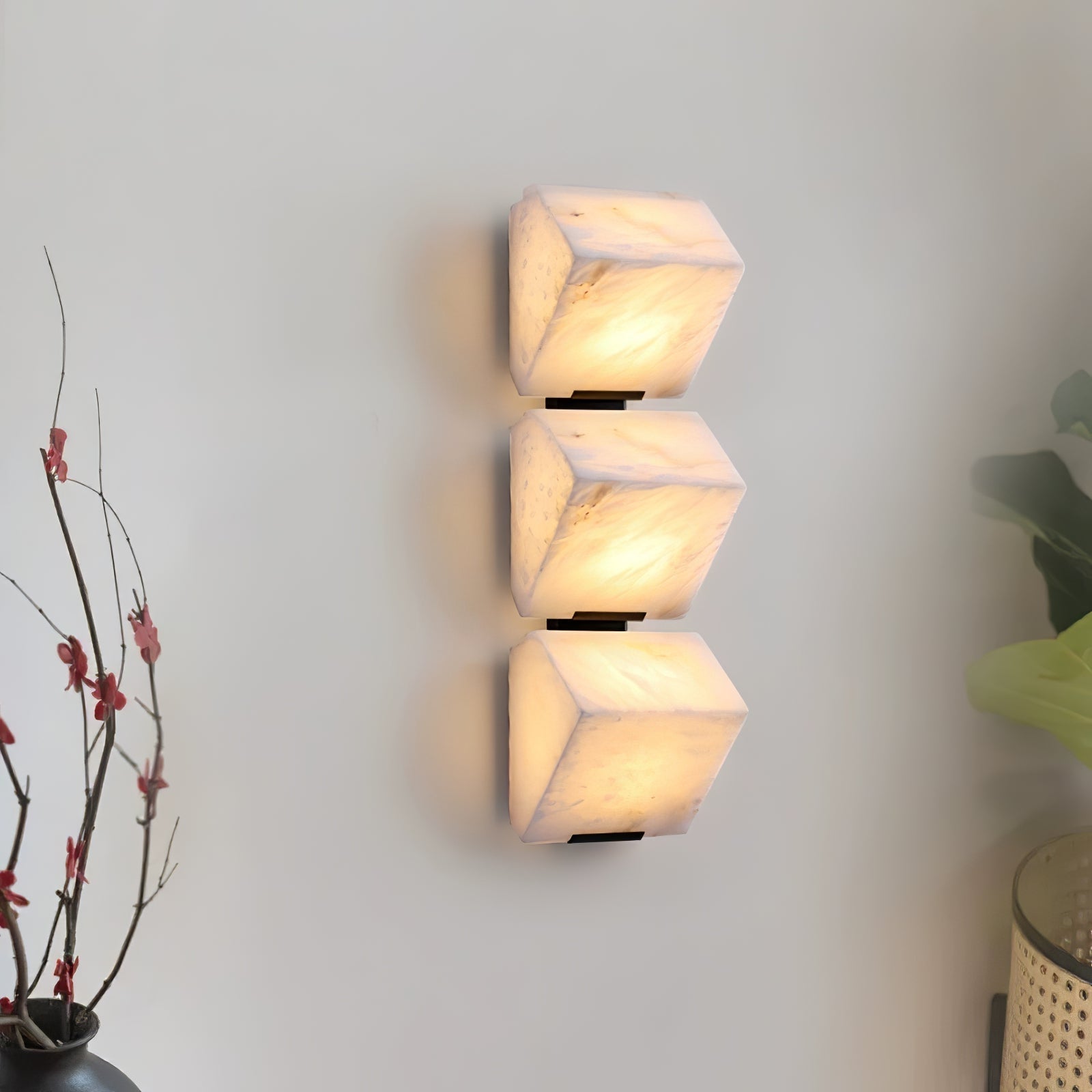 Alabaster Wall Lamp Sculptural Cubes