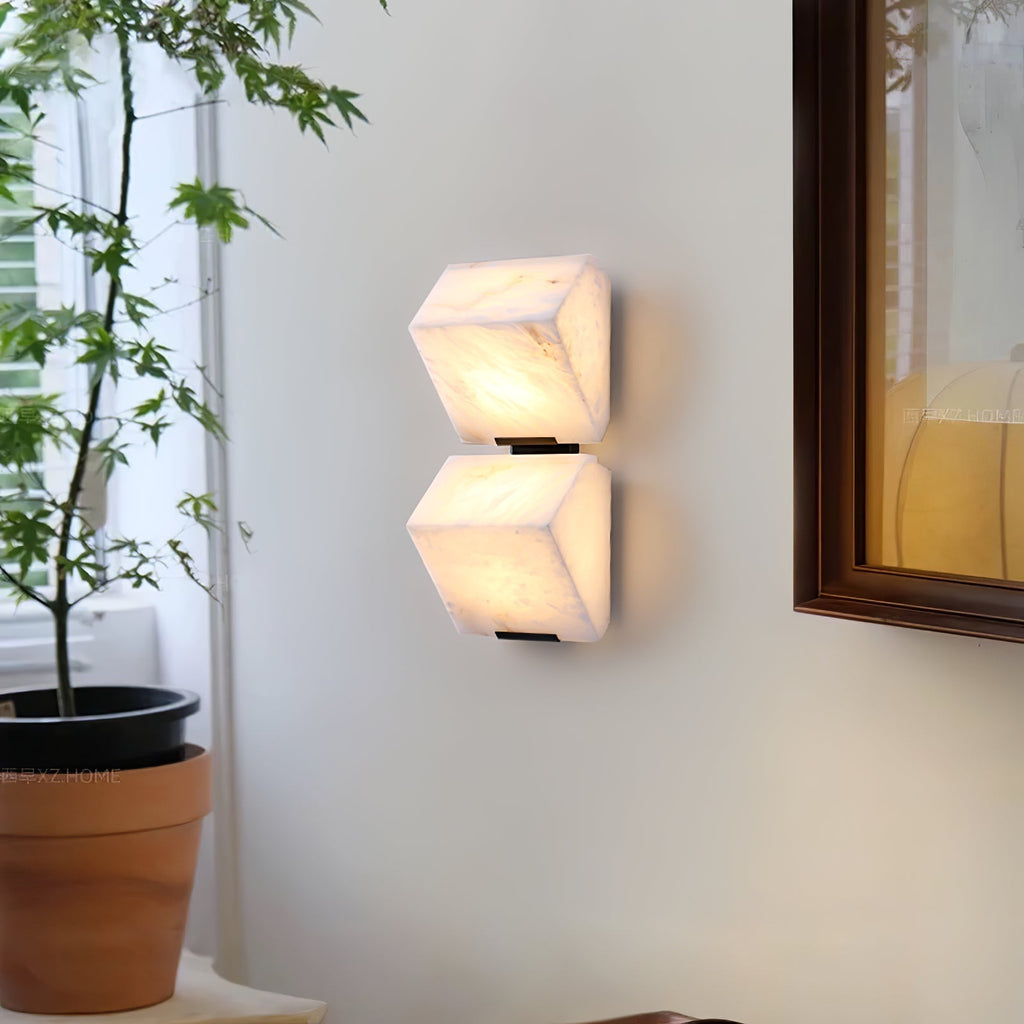 Alabaster Wall Lamp Sculptural Cubes