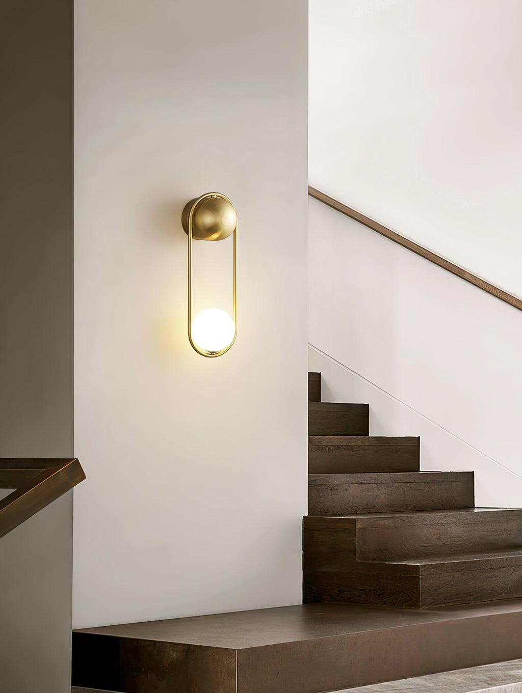 Wall Lamp with Brass Loop Frame and Glass Globe
