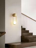 Wall Lamp with Brass Loop Frame and Glass Globe