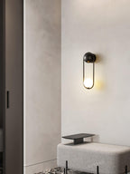 Wall Lamp with Brass Loop Frame and Glass Globe