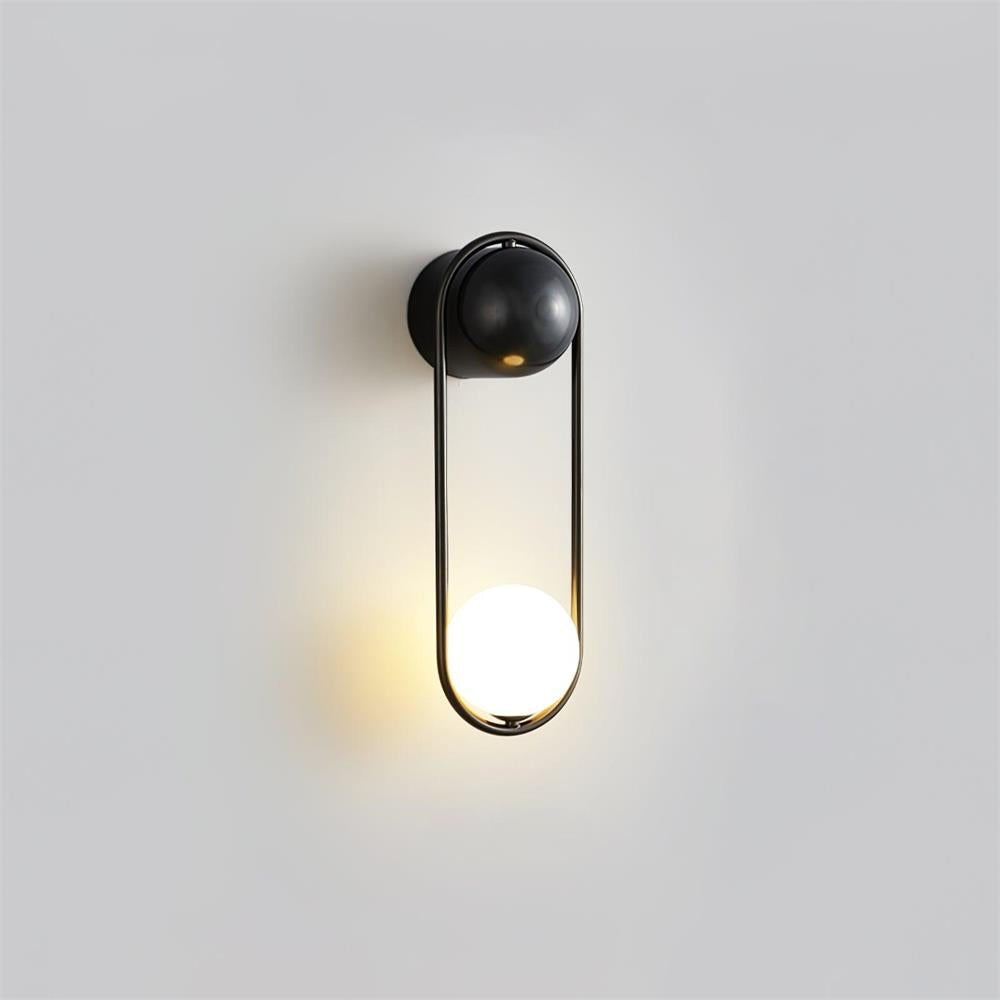 Wall Lamp with Brass Loop Frame and Glass Globe