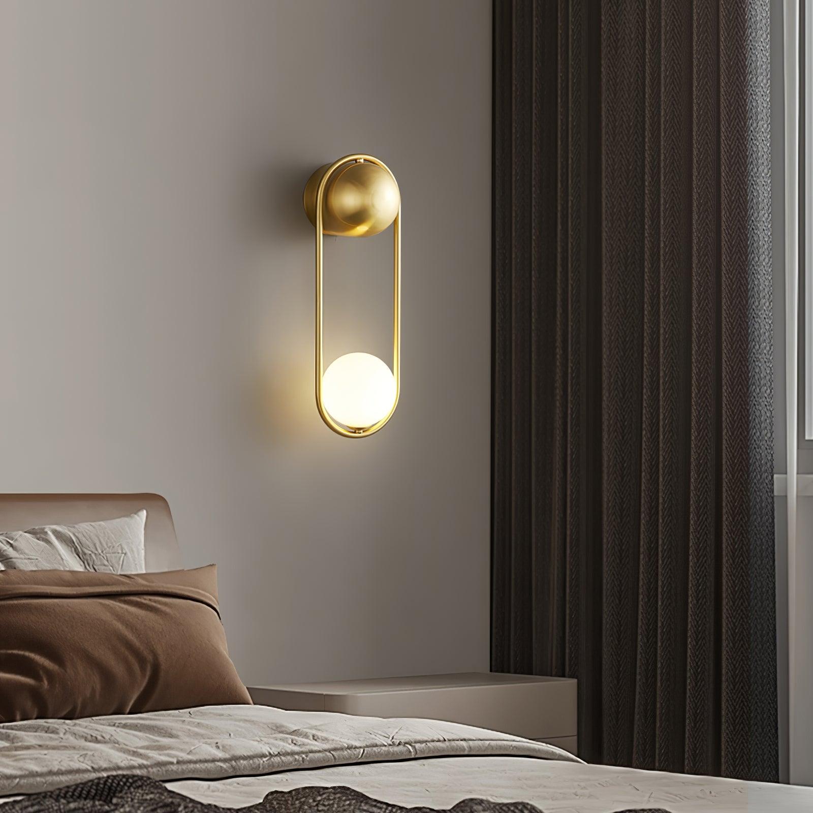 Wall Lamp with Brass Loop Frame and Glass Globe