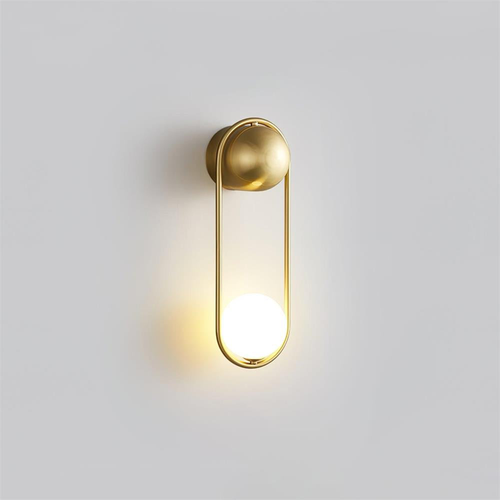Wall Lamp with Brass Loop Frame and Glass Globe