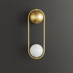 Wall Lamp with Brass Loop Frame and Glass Globe