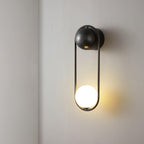 Wall Lamp with Brass Loop Frame and Glass Globe
