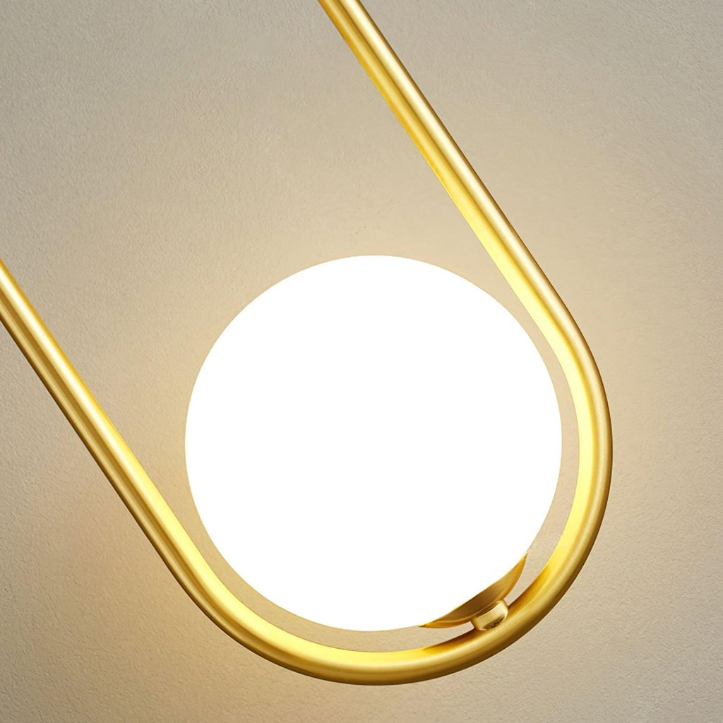 Wall Lamp with Brass Loop Frame and Glass Globe
