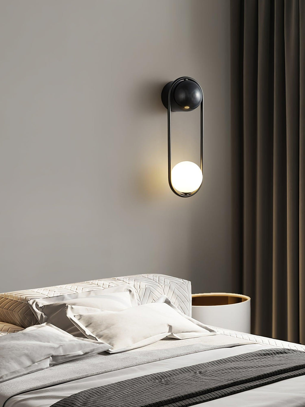 Wall Lamp with Brass Loop Frame and Glass Globe