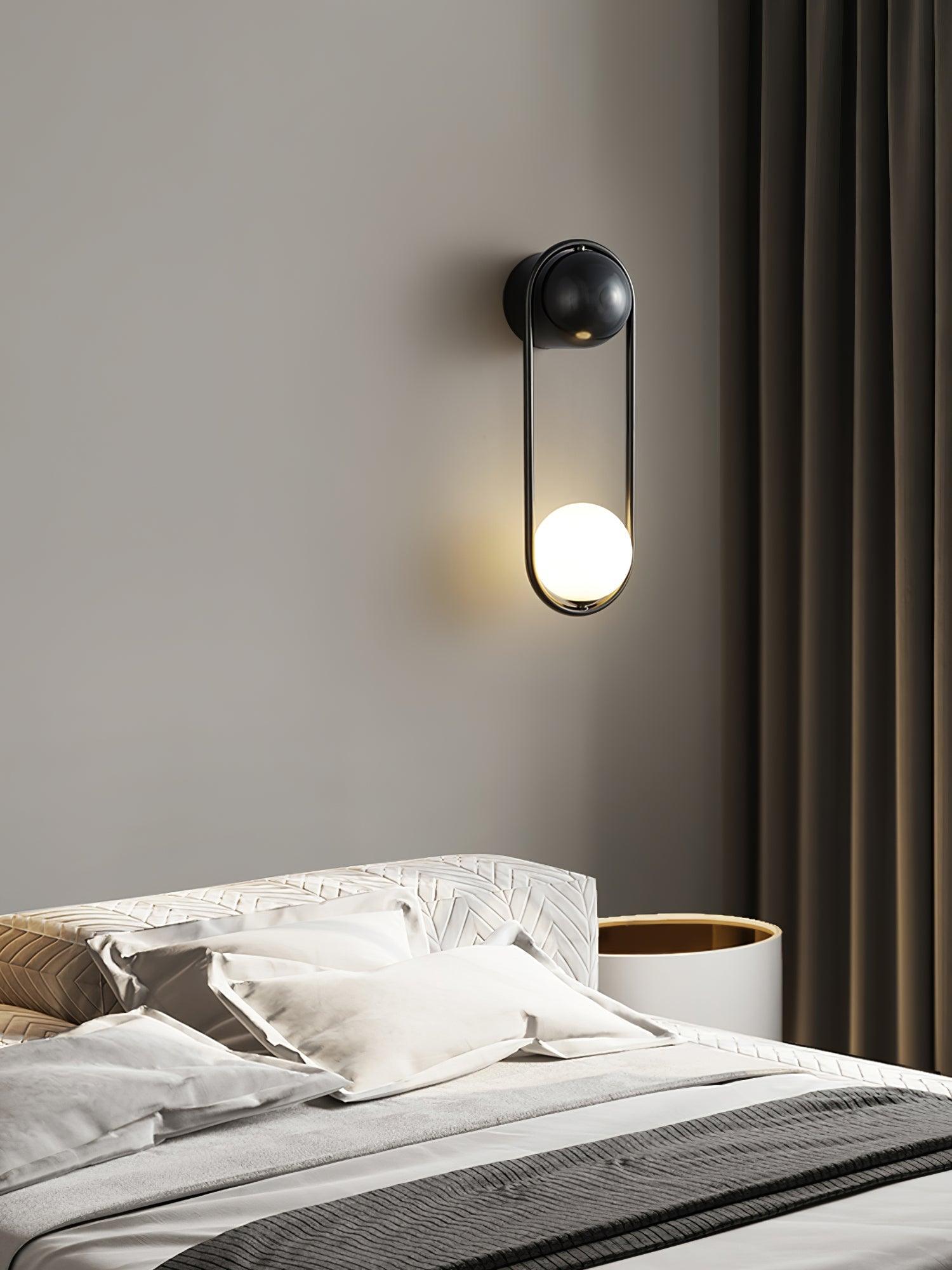 Wall Lamp with Brass Loop Frame and Glass Globe
