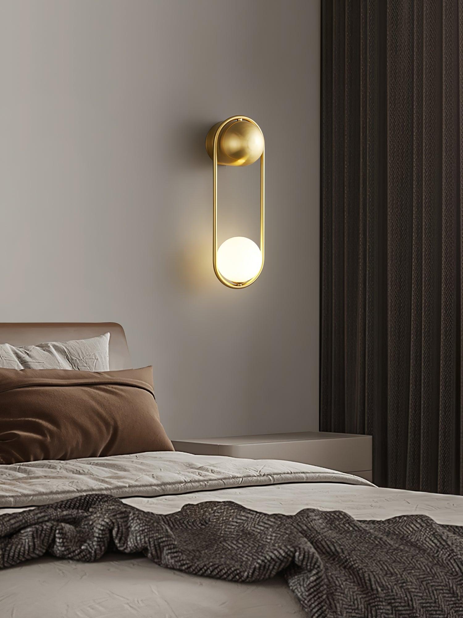 Wall Lamp with Brass Loop Frame and Glass Globe