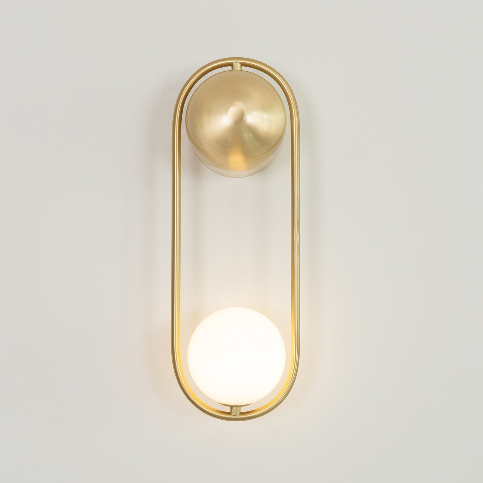 Wall Lamp with Brass Loop Frame and Glass Globe