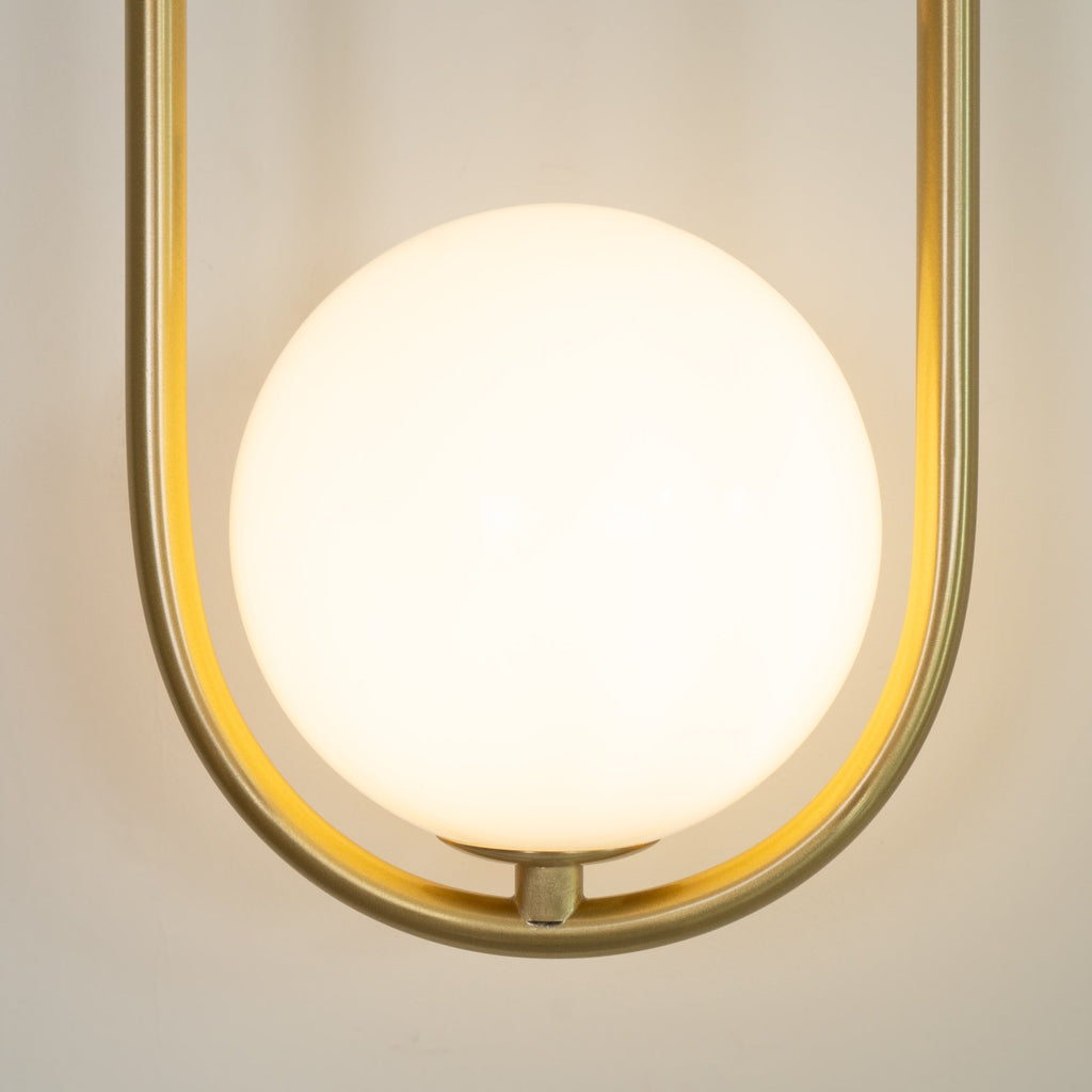 Wall Lamp with Brass Loop Frame and Glass Globe