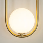 Wall Lamp with Brass Loop Frame and Glass Globe
