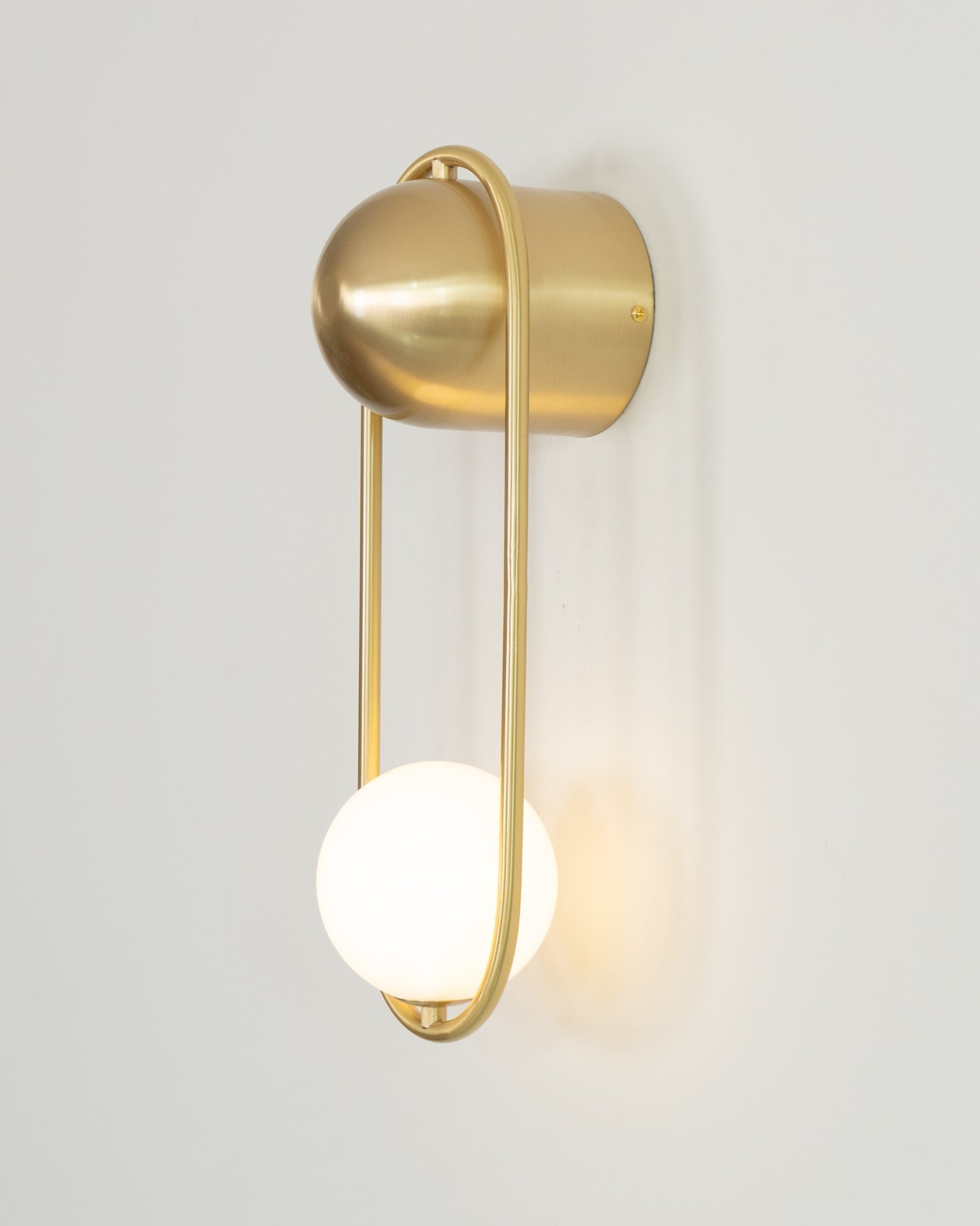 Wall Lamp with Brass Loop Frame and Glass Globe