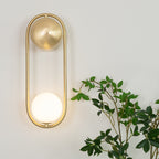 Wall Lamp with Brass Loop Frame and Glass Globe