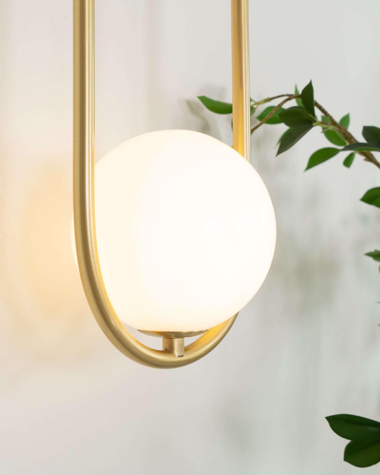Wall Lamp with Brass Loop Frame and Glass Globe