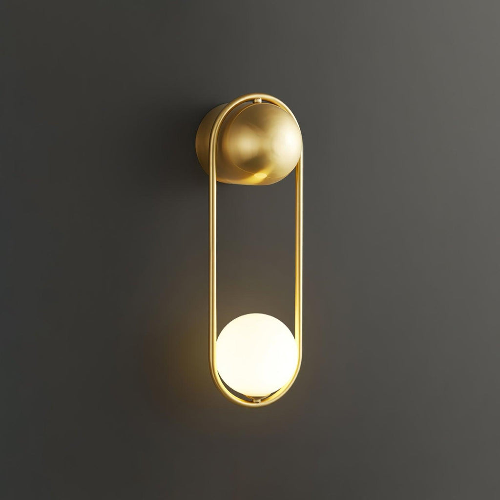 Wall Lamp with Brass Loop Frame and Glass Globe