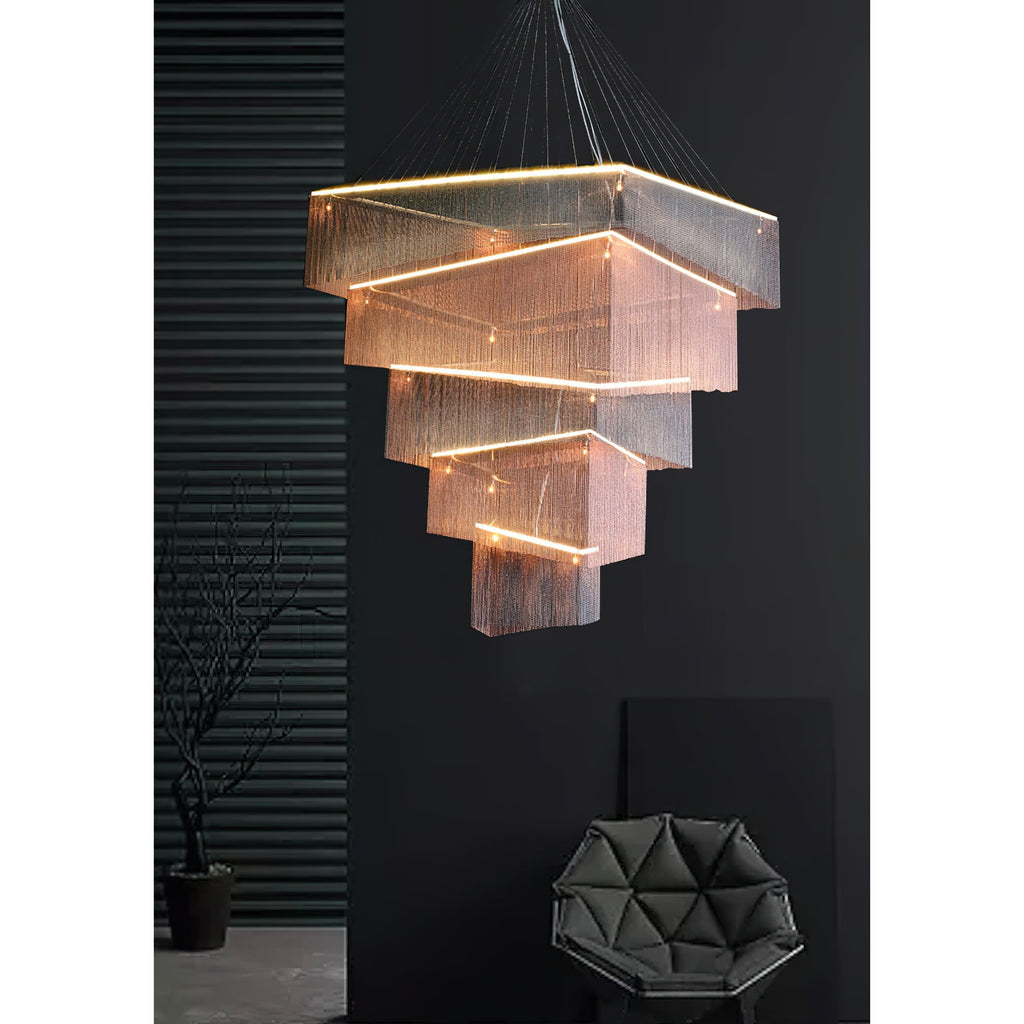 Caeluvyn Postmodern Chain Tassel Metal Chandelier