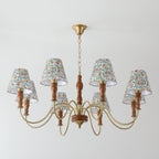 Florinda Floral Fabric Shade Chandelier with Wooden Arms