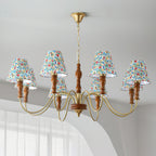 Florinda Floral Fabric Shade Chandelier with Wooden Arms