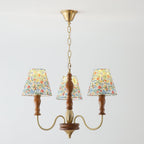 Florinda Floral Fabric Shade Chandelier with Wooden Arms