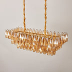 Aurora Chandelier Amber Prism Glass Rectangular Layered