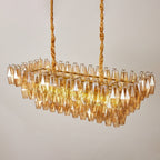 Aurora Chandelier Amber Prism Glass Rectangular Layered