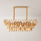 Aurora Chandelier Amber Prism Glass Rectangular Layered