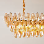 Aurora Chandelier Amber Prism Glass Rectangular Layered