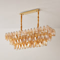Aurora Chandelier Amber Prism Glass Rectangular Layered