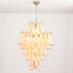 Aurora Chandelier Amber Murano Glass Petal Layered Luxury