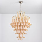 Aurora Chandelier Amber Murano Glass Petal Layered Luxury