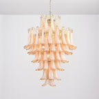 Aurora Chandelier Amber Murano Glass Petal Layered Luxury