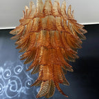 Aurora Chandelier Amber Murano Glass Leaves Layered