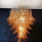 Aurora Chandelier Amber Murano Glass Leaves Layered