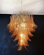 Aurora Chandelier Amber Murano Glass Leaves Layered