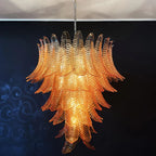Aurora Chandelier Amber Murano Glass Leaves Layered