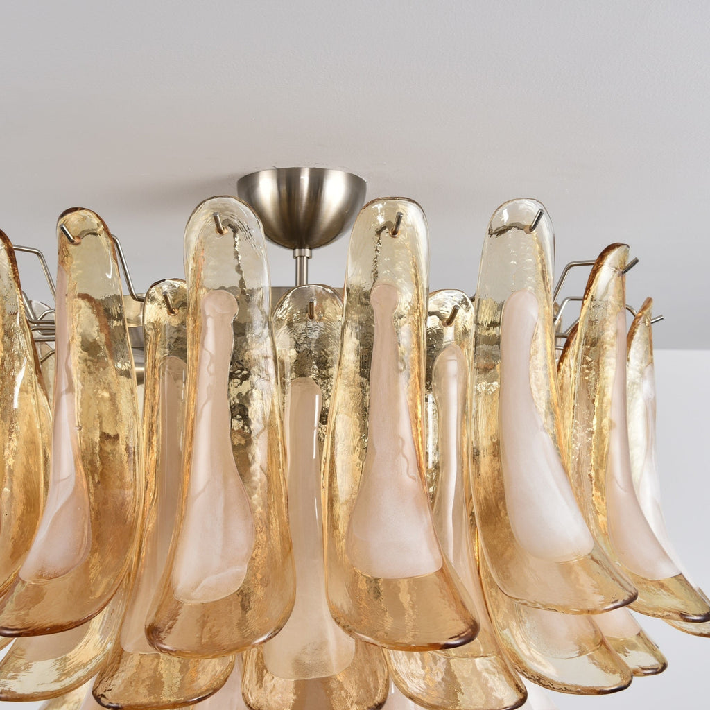 Aurora Ceiling Lamp Amber Petal Glass Layered Vintage