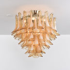 Aurora Ceiling Lamp Amber Petal Glass Layered Vintage