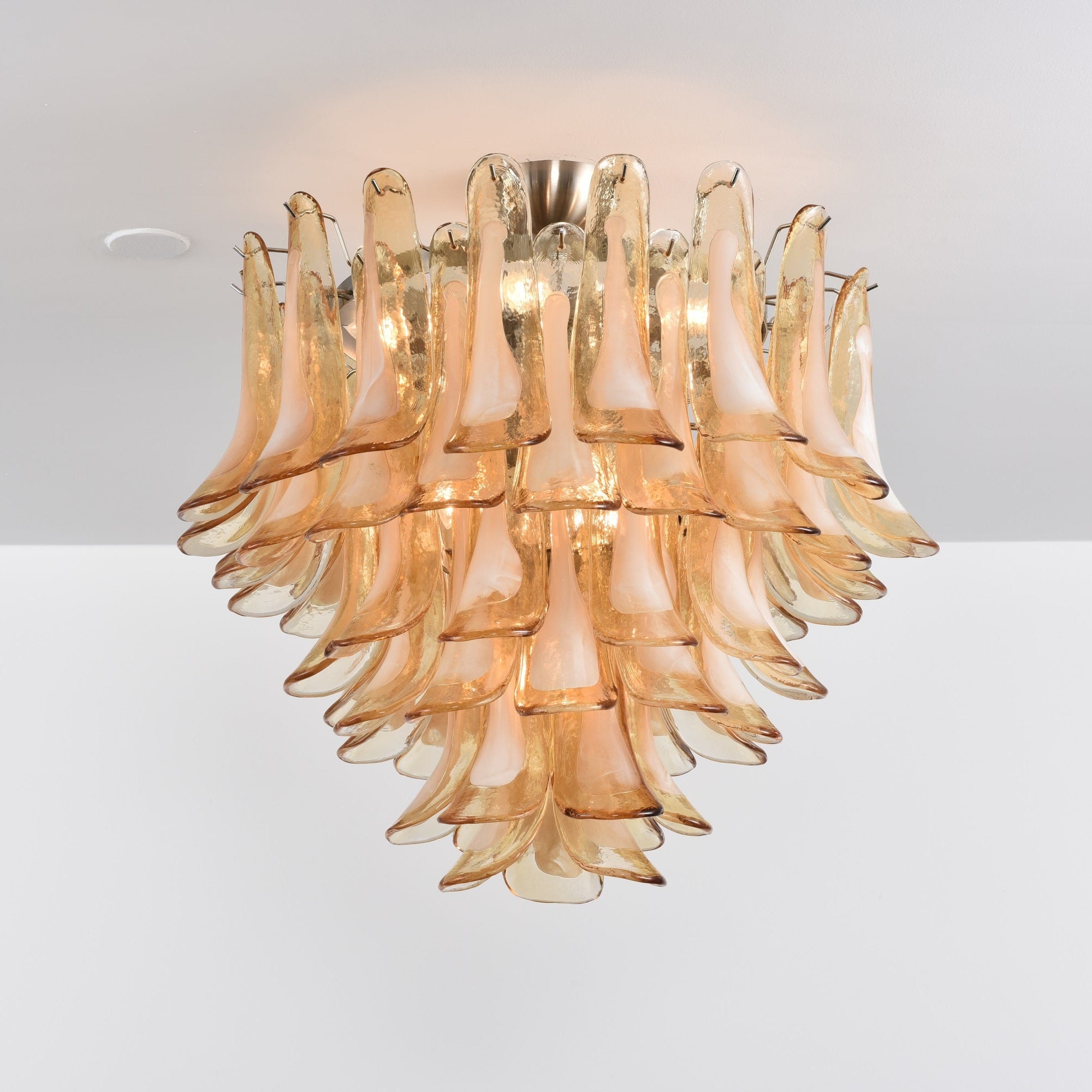 Aurora Ceiling Lamp Amber Petal Glass Layered Vintage