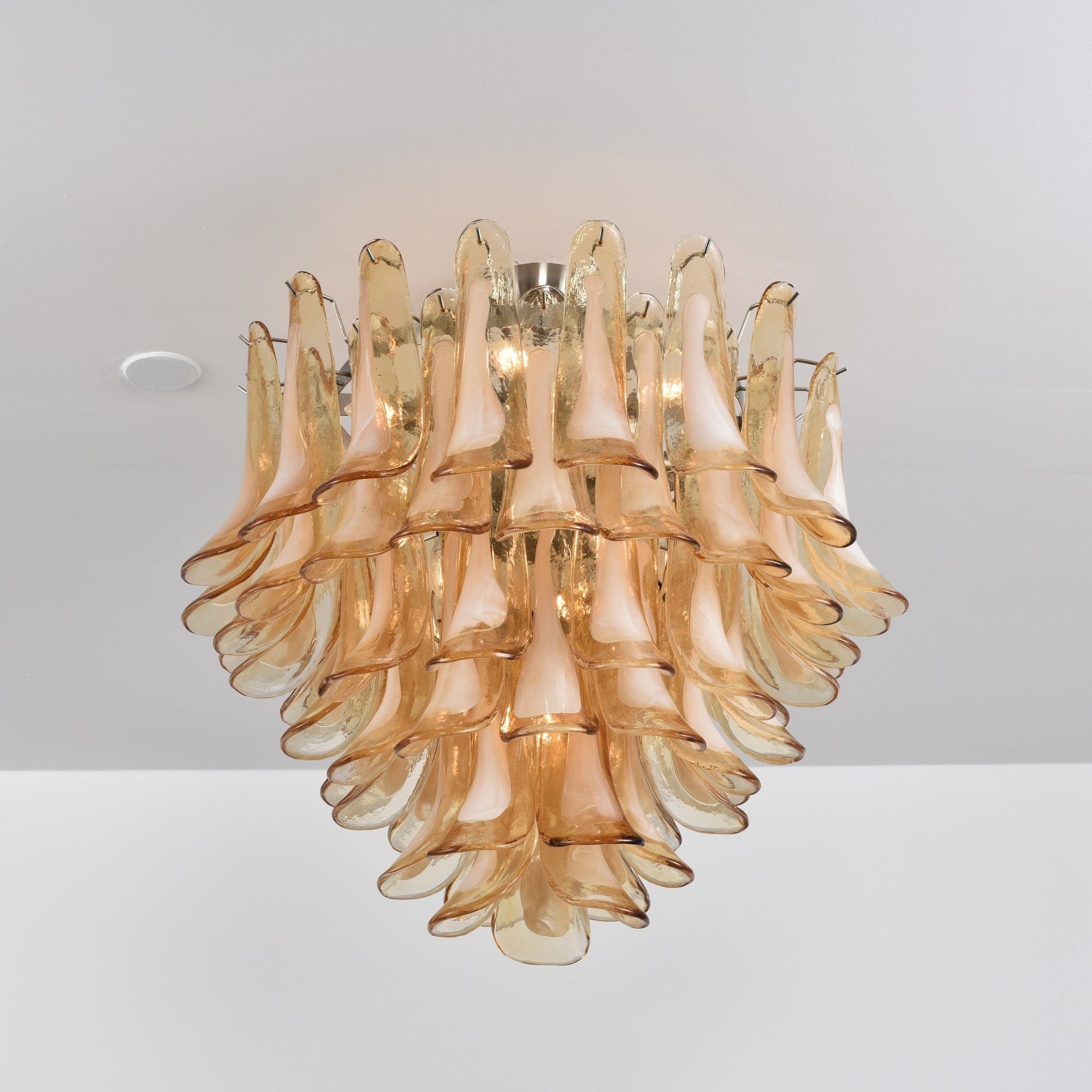 Aurora Ceiling Lamp Amber Petal Glass Layered Vintage
