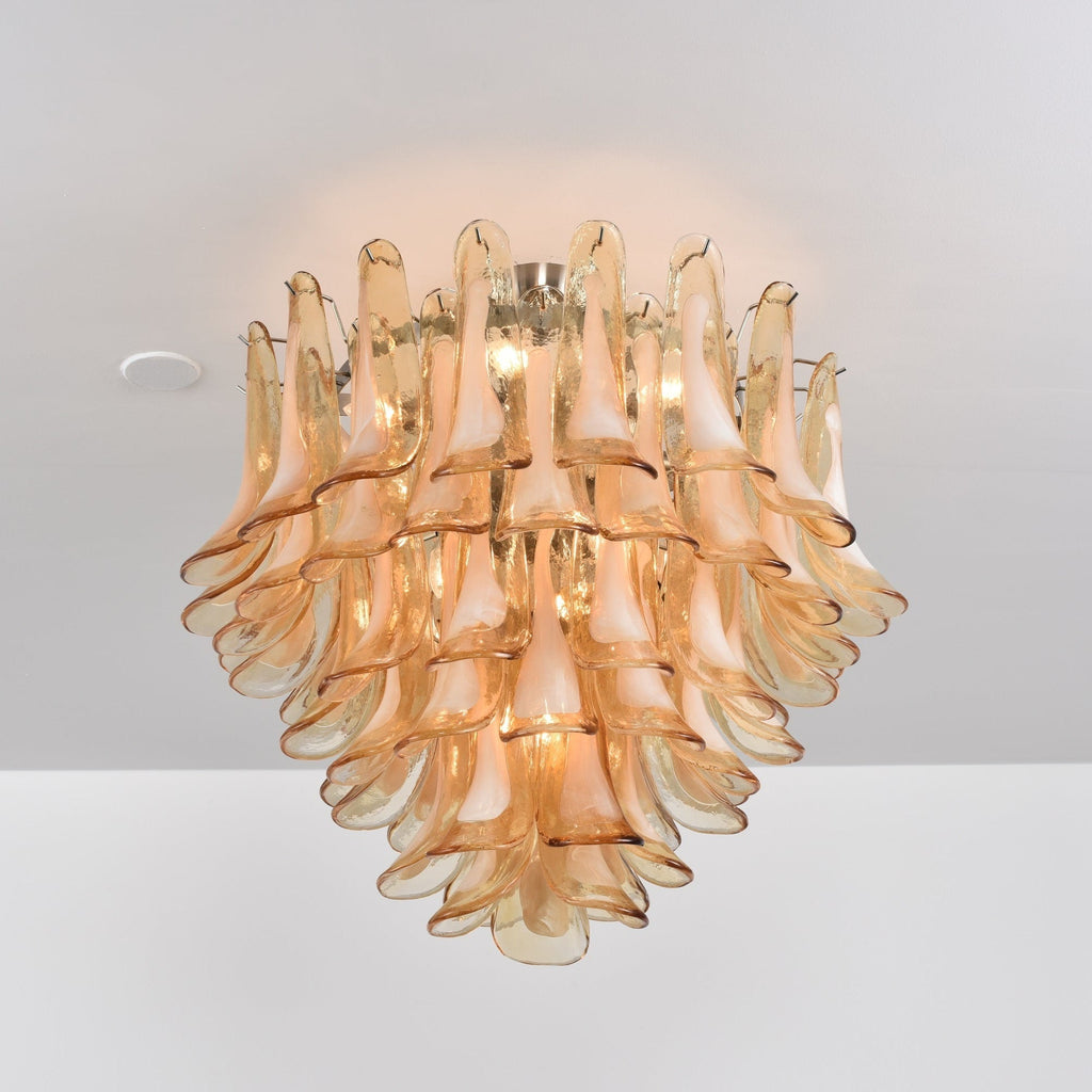 Aurora Ceiling Lamp Amber Petal Glass Layered Vintage