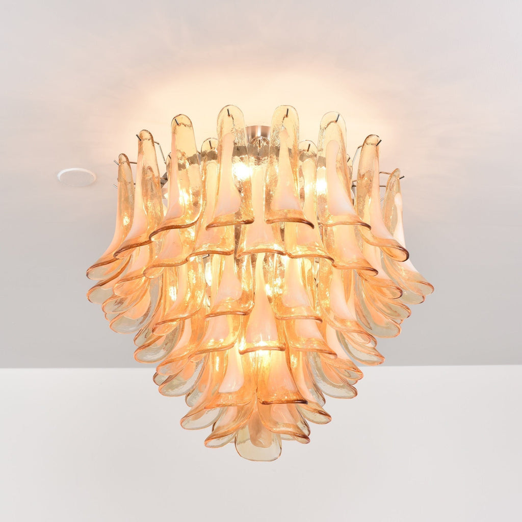 Aurora Ceiling Lamp Amber Petal Glass Layered Vintage