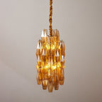 Aurora Chandelier Amber Prism Long Cascading Glass Vintage