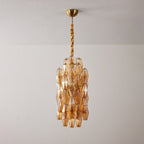 Aurora Chandelier Amber Prism Long Cascading Glass Vintage