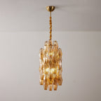 Aurora Chandelier Amber Prism Long Cascading Glass Vintage